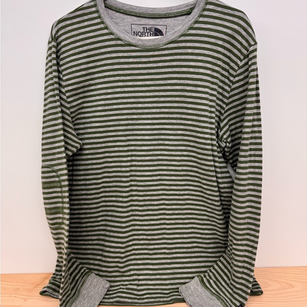 The North Face Green and Gray Striped Top